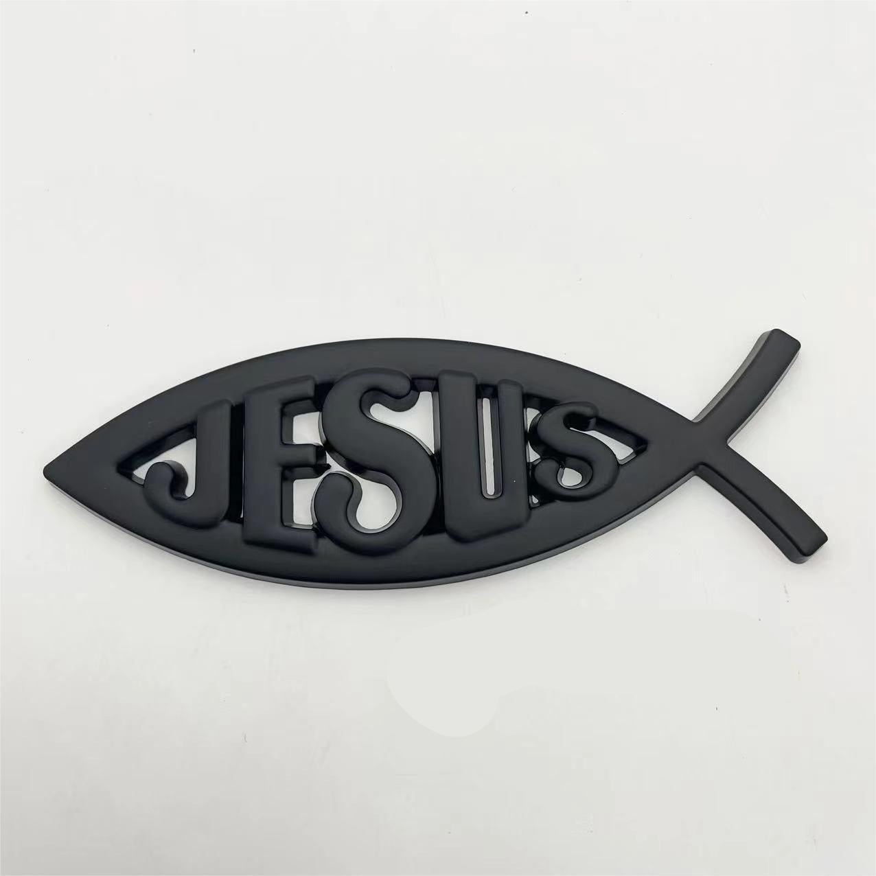 Jesus Metal Fish - Emblem Sticker Badge, Funny Decals for Car, Truck, SUV, Motorcycle - TE004