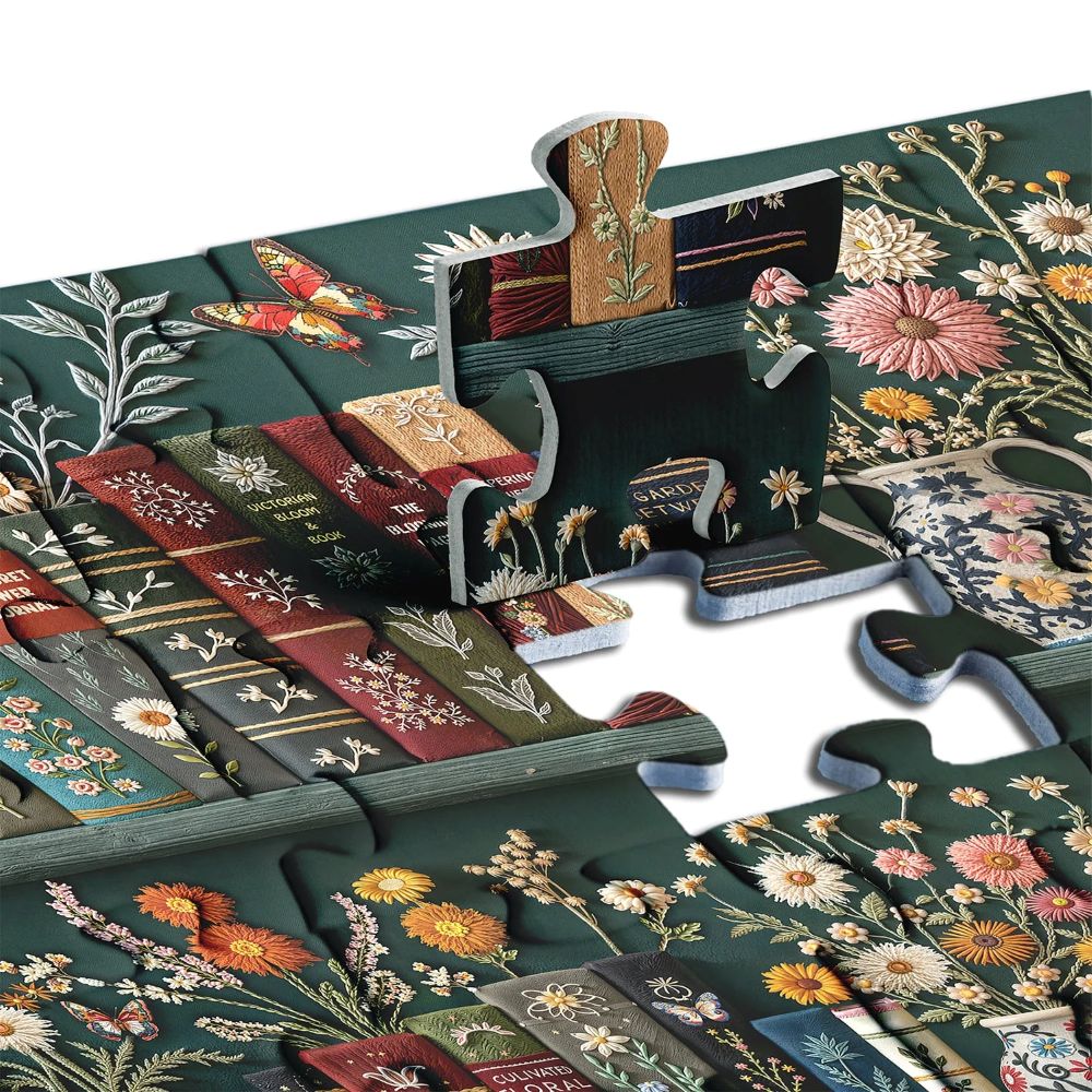 Blooming Bookshelf Jigsaw Wooden Puzzle 1000 Pieces