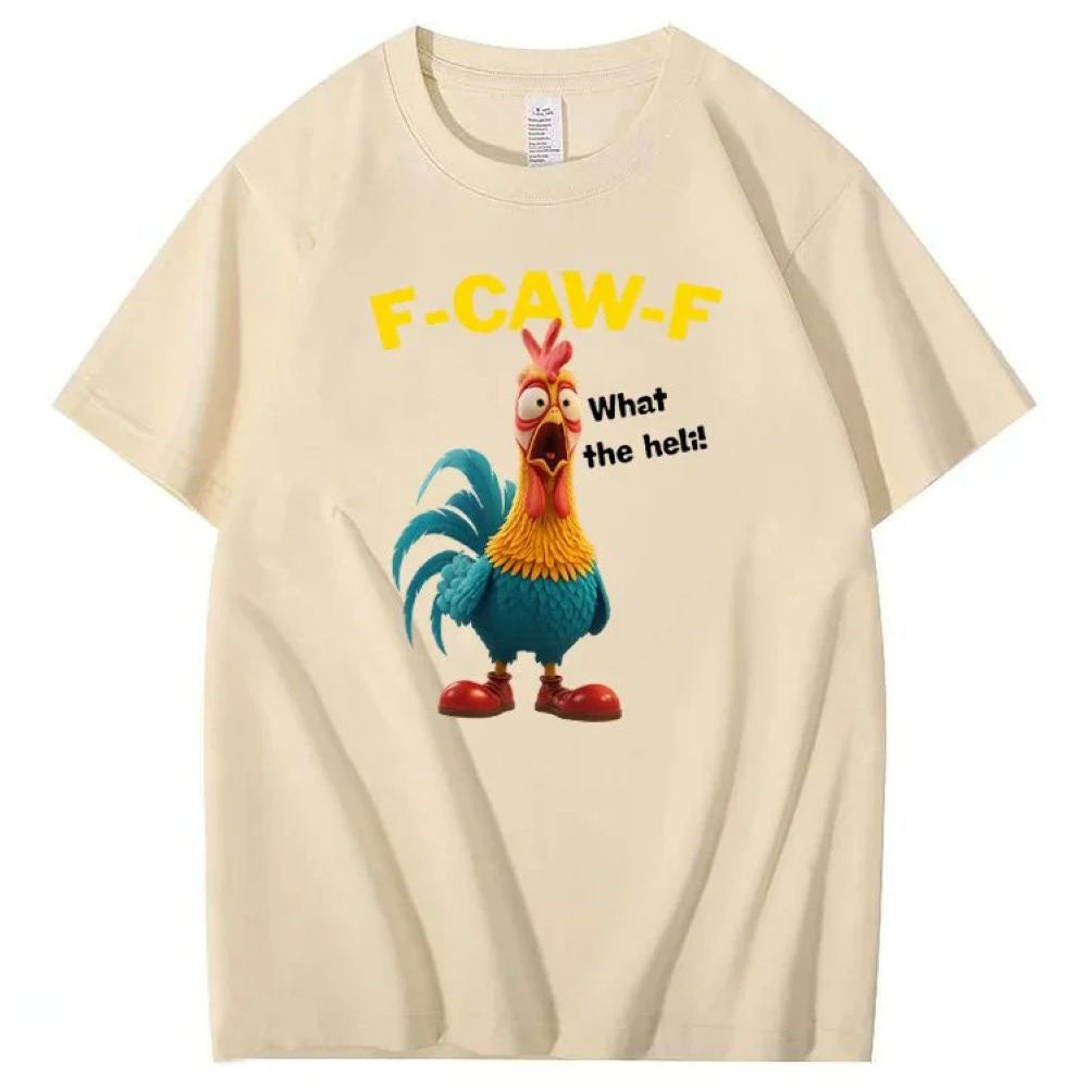 F-Caw-F What The Heli Crazy Chicken Pattern T-Shirt