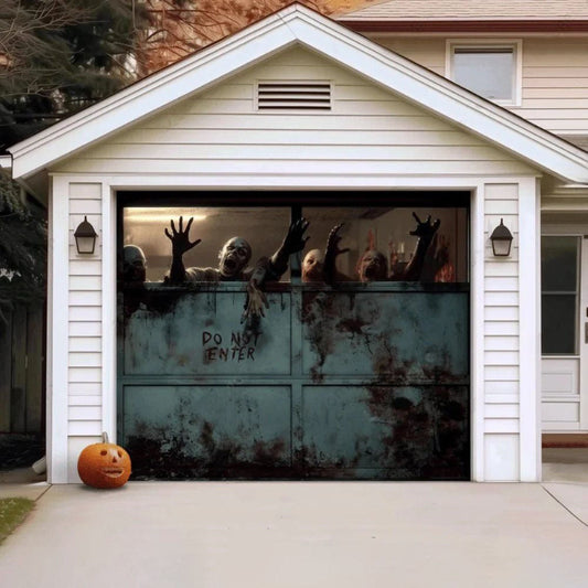 Zombie Breach Halloween Garage Door Covers D453