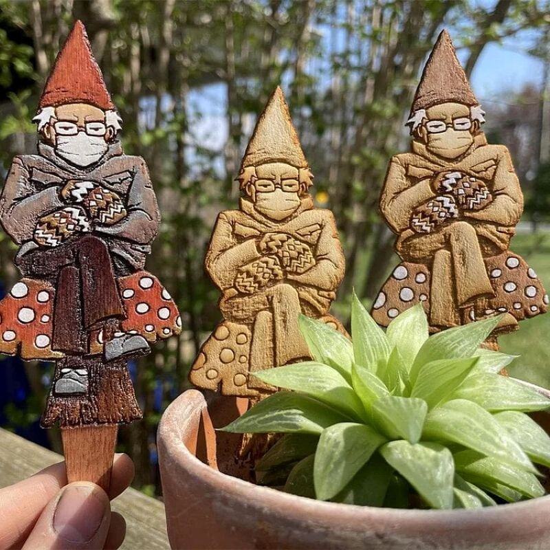Bern in a fern ๐ Grumpy Bernie Gnome Plant - Garden Wood Stake