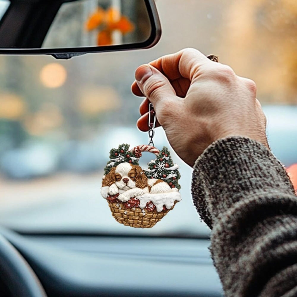 Cavalier King Charles Spaniel In Mini Basket Ornament - MB022
