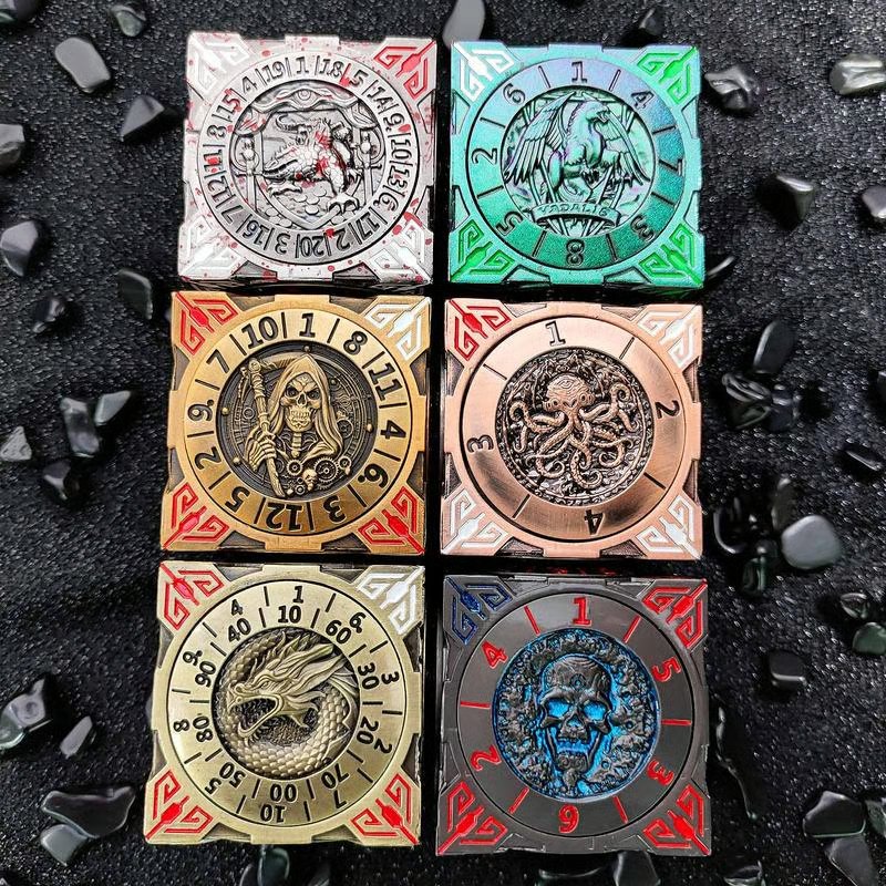 Fidget Spinner Dice: 7-in-1 Metal DND Dice Cube – 6-Sided Rotating Polyhedral Dice