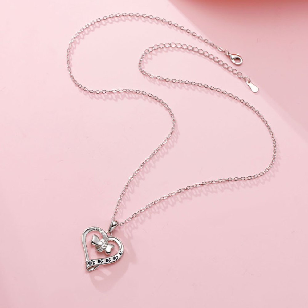 Bone Heart Paw Necklace