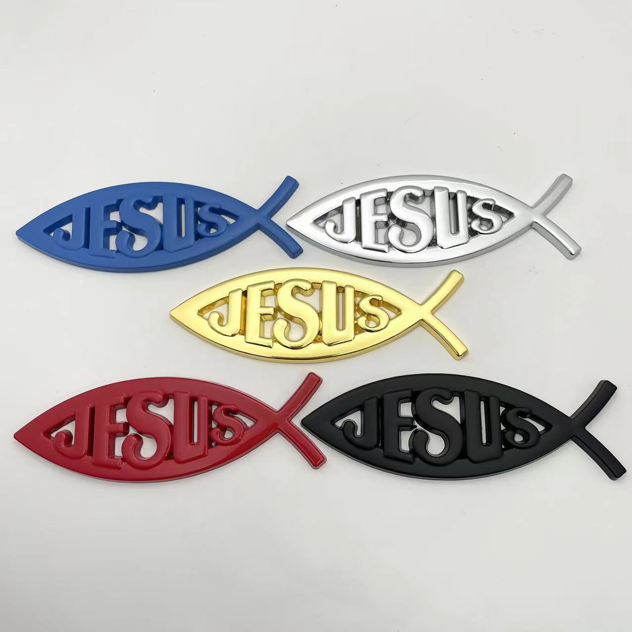 Jesus Metal Fish - Emblem Sticker Badge, Funny Decals for Car, Truck, SUV, Motorcycle - TE004