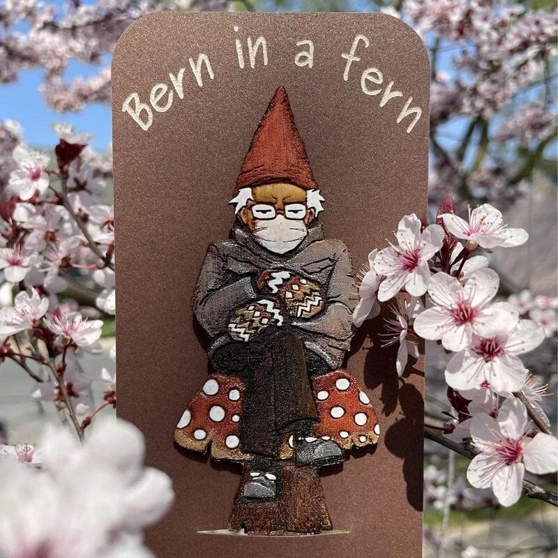 Bern in a fern ๐ Grumpy Bernie Gnome Plant - Garden Wood Stake