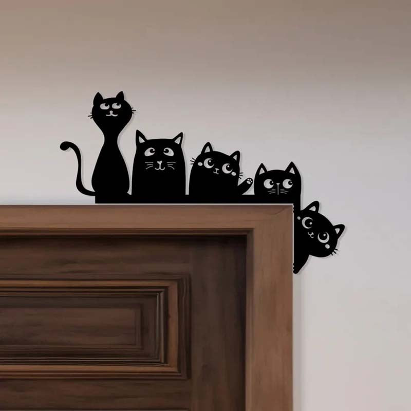 Curious Cat Metal Door Topper