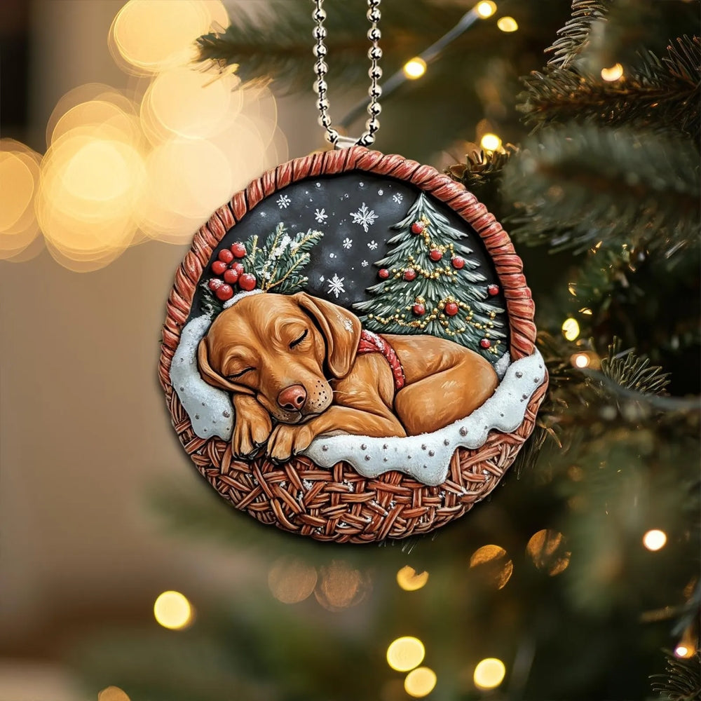 Vizsla In Mini Basket Ornament - MB032
