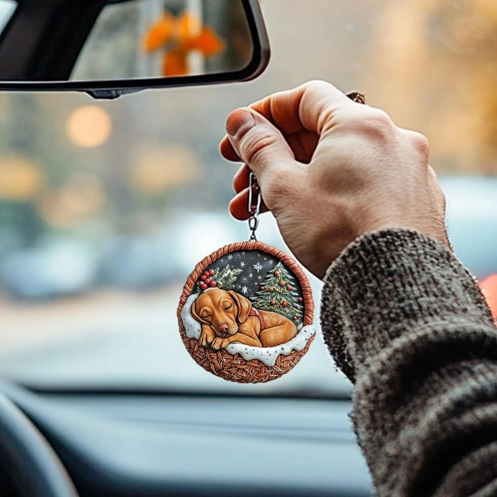 Vizsla In Mini Basket Ornament - MB032