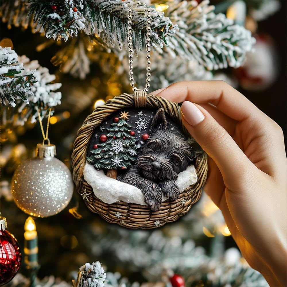 Scottish Terrier In Mini Basket Ornament - MB034