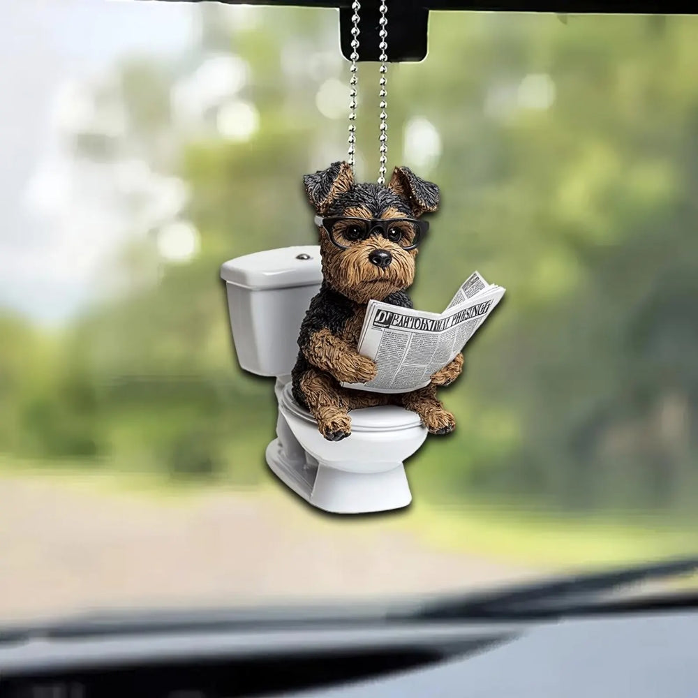 Welsh Terrier - Dog Sitting On Toilet Ornament OT037