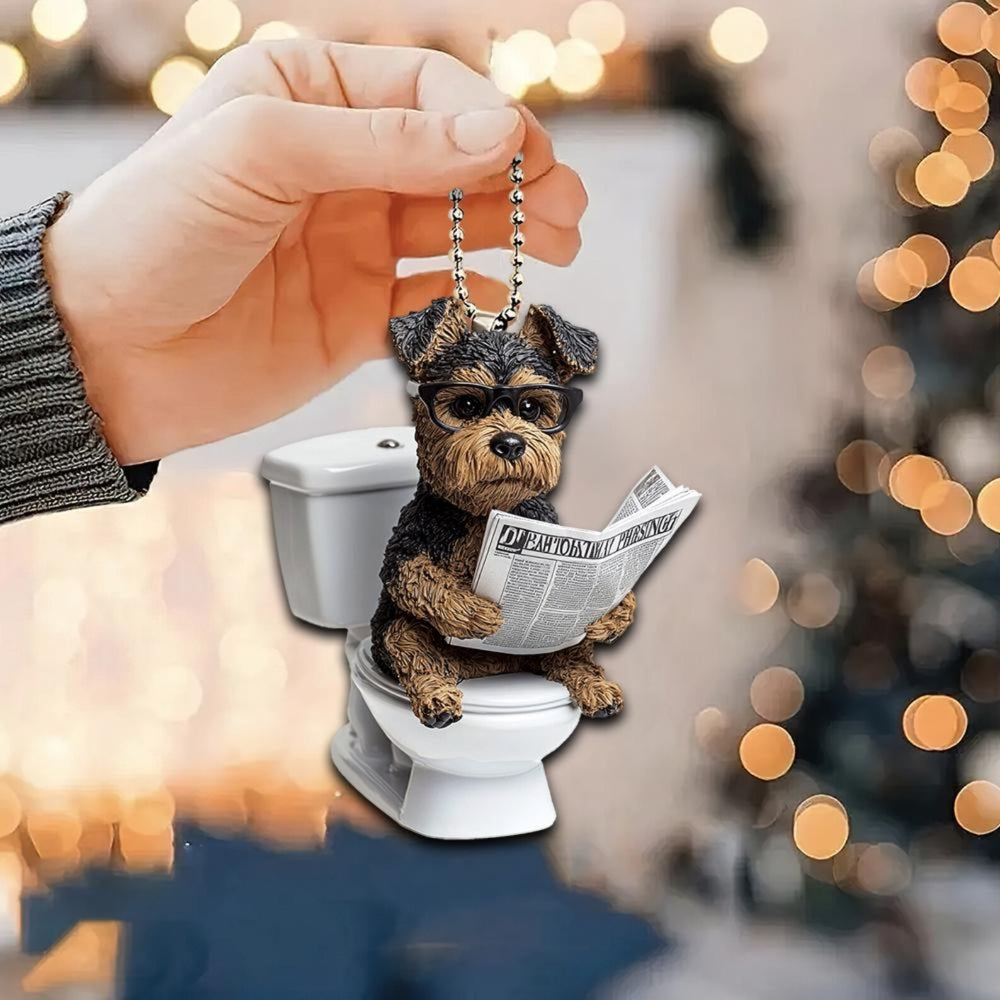 Welsh Terrier - Dog Sitting On Toilet Ornament OT037
