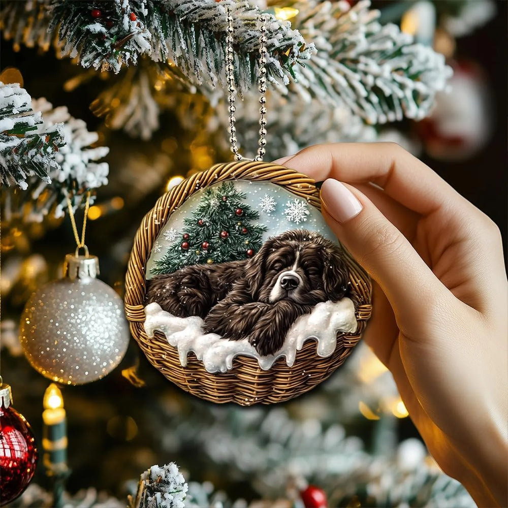 Newfoundland In Mini Basket Ornament - MB037