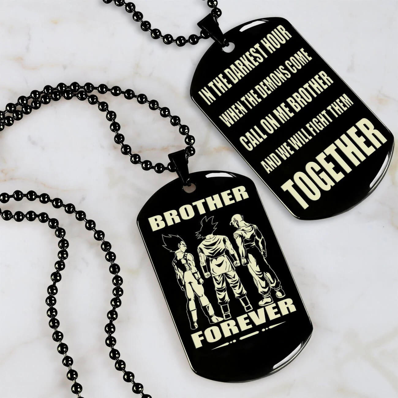 Viking Engraved Black Dog Tag - Double Sided Brother Forever Gift