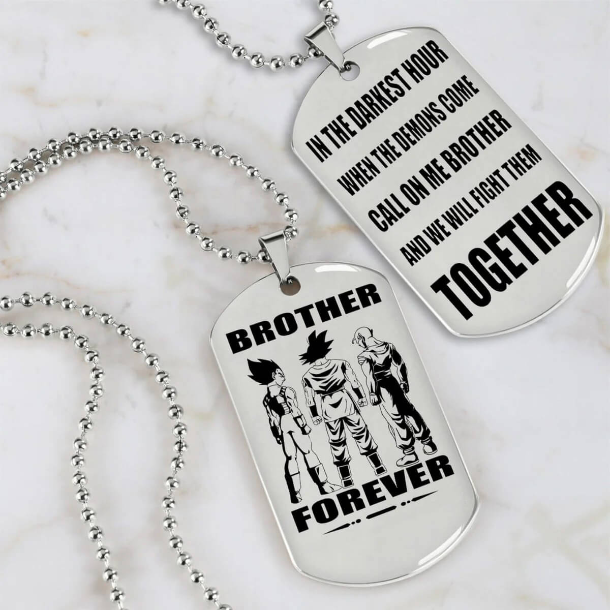 Viking Engraved Black Dog Tag - Double Sided Brother Forever Gift