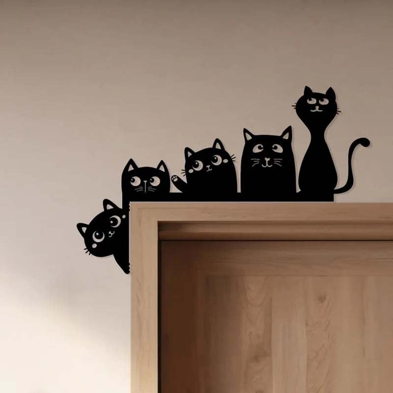 Curious Cat Metal Door Topper