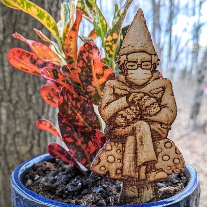 Bern in a fern ๐ Grumpy Bernie Gnome Plant - Garden Wood Stake