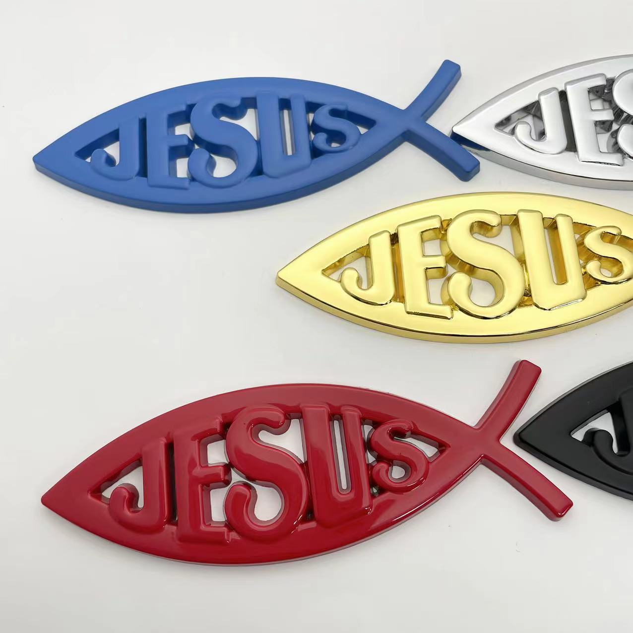 Jesus Metal Fish - Emblem Sticker Badge, Funny Decals for Car, Truck, SUV, Motorcycle - TE004