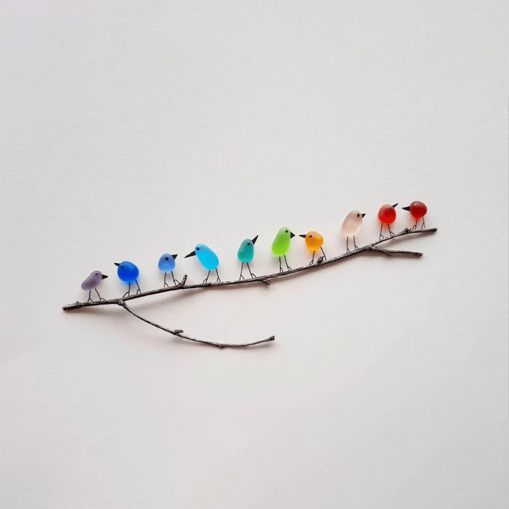 Sea Glass Rainbow Birds - A Truly Unique Handmade Artwork