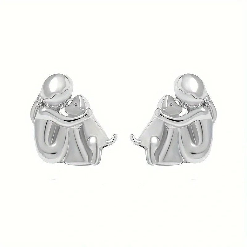 Silver and Gold Two-Tone Hug Earrings