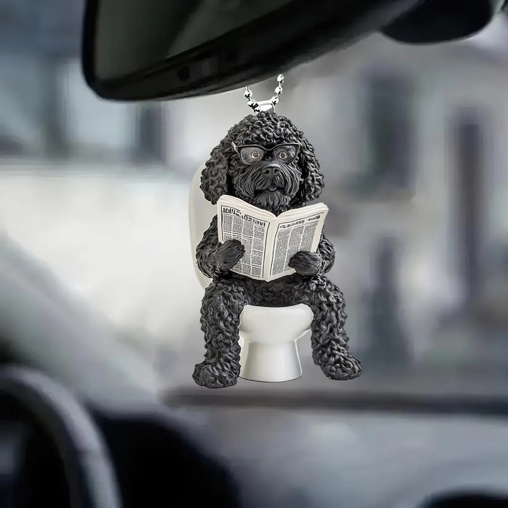 Portuguese Water Dog - Dog Sitting On Toilet Ornament OT046