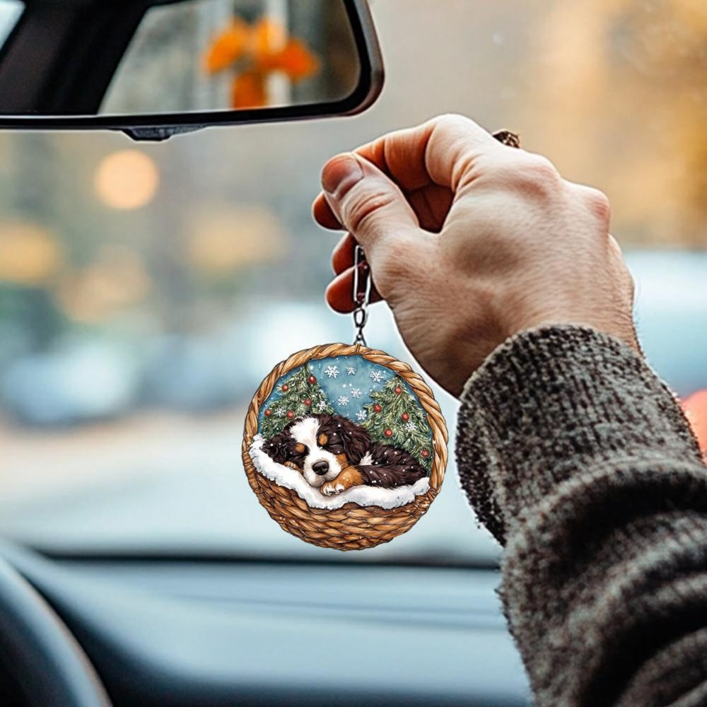 Bernedoodle In Mini Basket Ornament - MB047