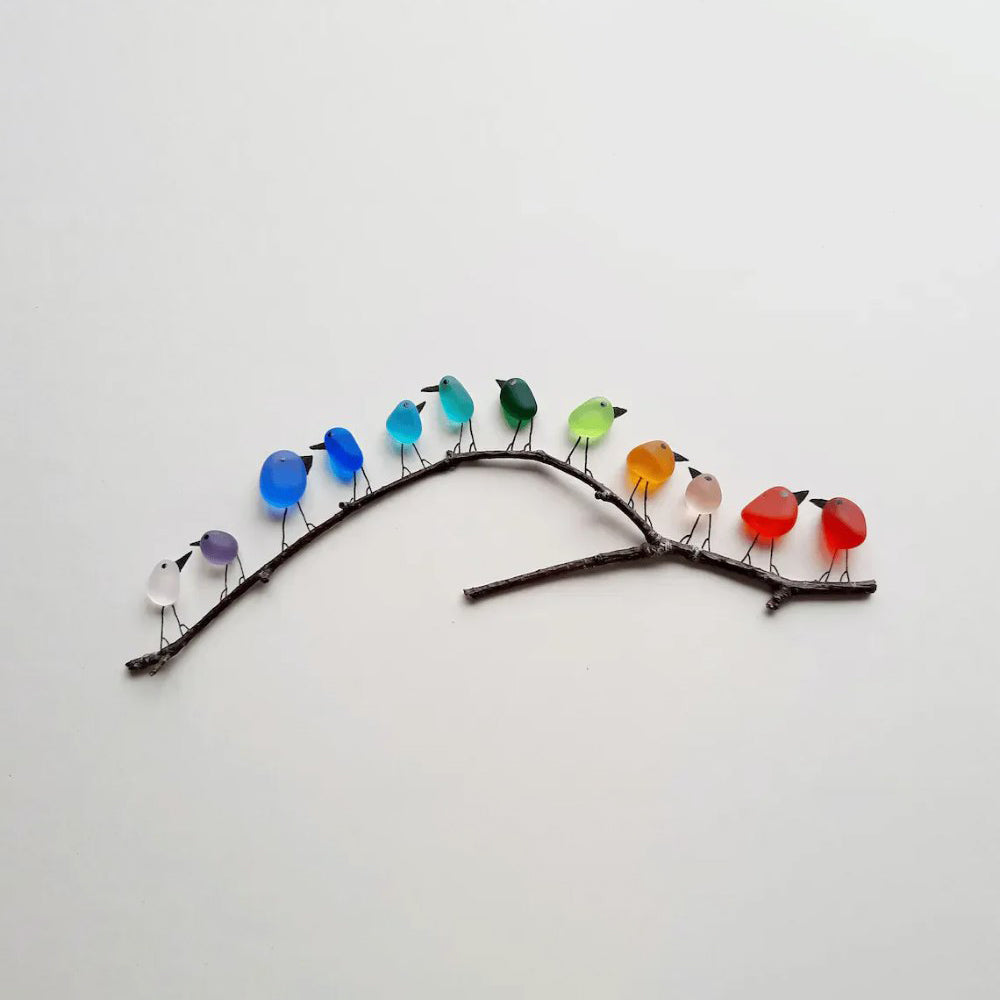 Sea Glass Rainbow Birds - A Truly Unique Handmade Artwork