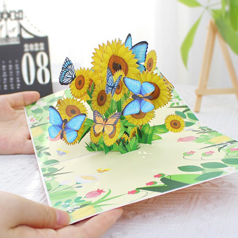 Vibrant 3D Butterfly & Daisy Pop-Up Greeting Card💐🦋