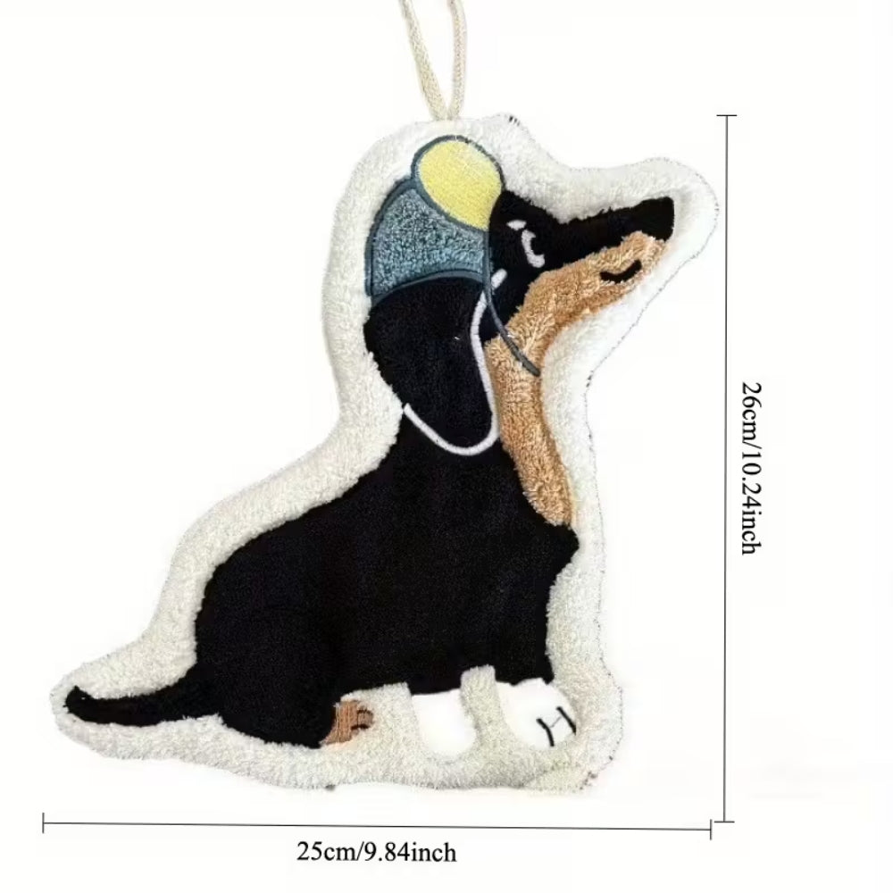 Adorable Dog Hand Towels - Black Dachshund