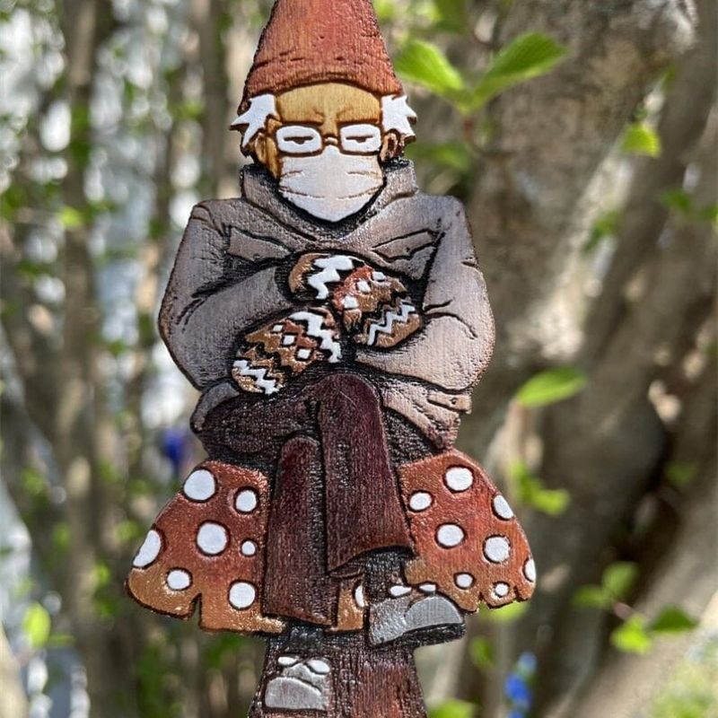Bern in a fern ๐ Grumpy Bernie Gnome Plant - Garden Wood Stake