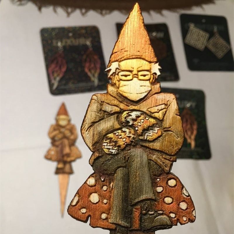 Bern in a fern ๐ Grumpy Bernie Gnome Plant - Garden Wood Stake