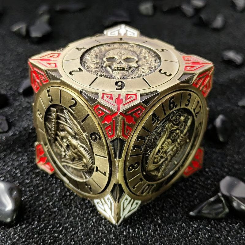 Fidget Spinner Dice: 7-in-1 Metal DND Dice Cube – 6-Sided Rotating Polyhedral Dice