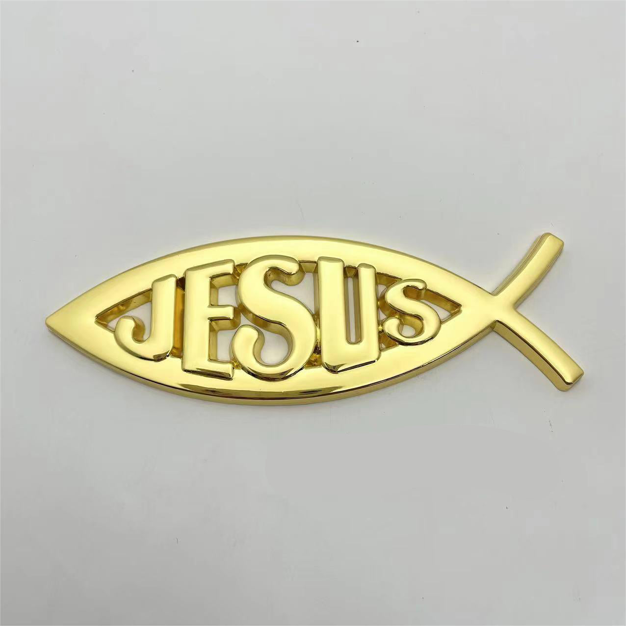 Jesus Metal Fish - Emblem Sticker Badge, Funny Decals for Car, Truck, SUV, Motorcycle - TE004