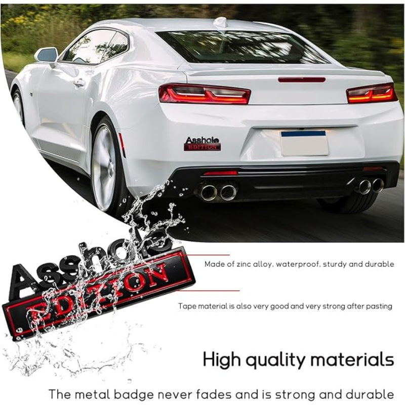 Asshole Edition - Emblem Sticker Badge, Funny Decals for Car, Truck, SUV, Motorcycle - TE009