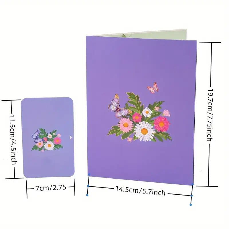 Vibrant 3D Butterfly & Daisy Pop-Up Greeting Card💐🦋