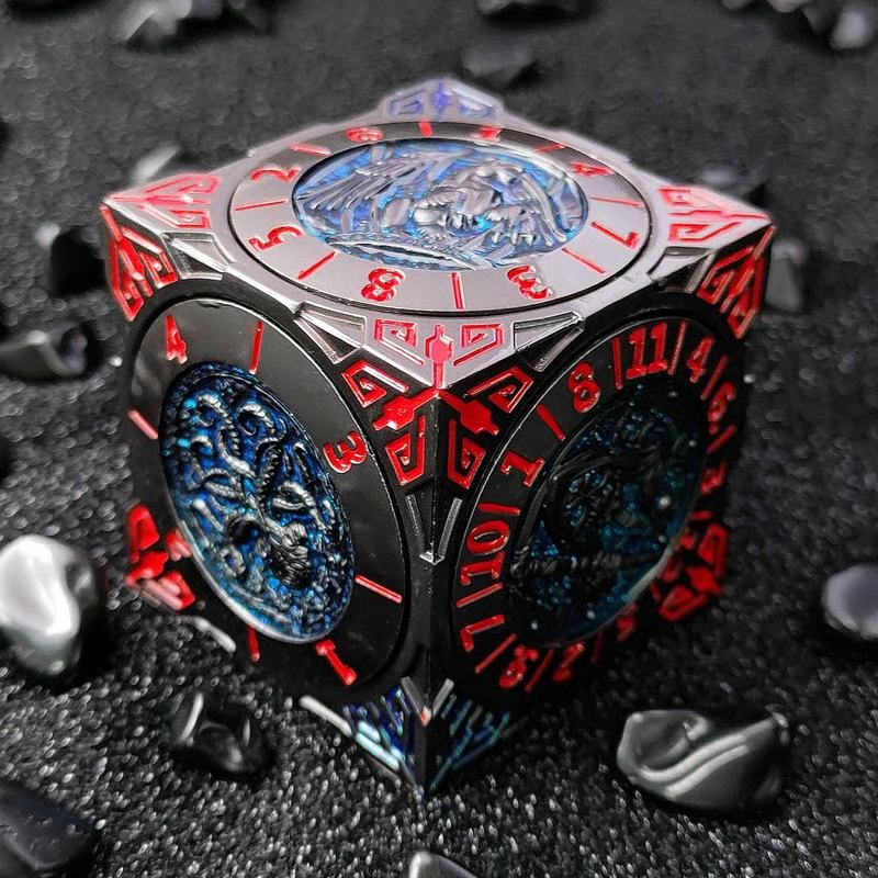 Fidget Spinner Dice: 7-in-1 Metal DND Dice Cube – 6-Sided Rotating Polyhedral Dice