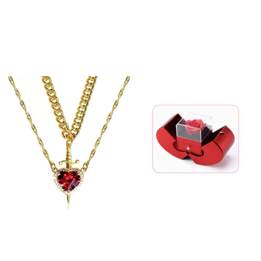 Heart Sword Pendant Necklace