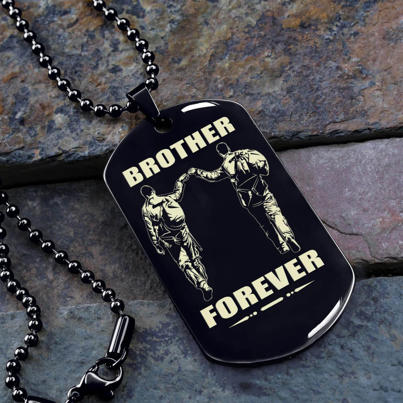 Viking Engraved Black Dog Tag - Double Sided Brother Forever Gift