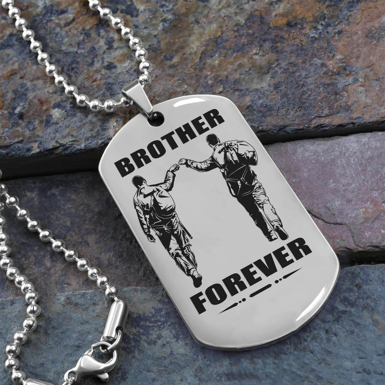 Viking Engraved Black Dog Tag - Double Sided Brother Forever Gift