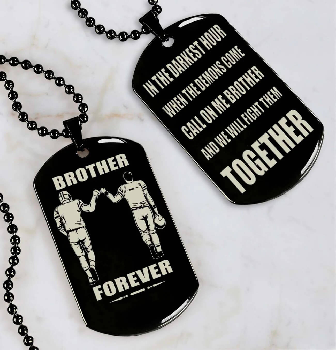 Viking Engraved Black Dog Tag - Double Sided Brother Forever Gift