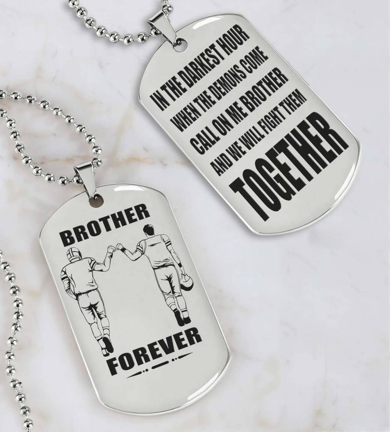 Viking Engraved Black Dog Tag - Double Sided Brother Forever Gift