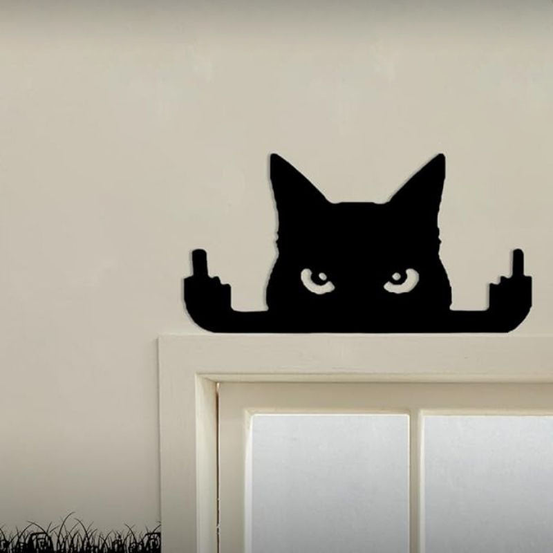 Angry Cat Metal Door Topper DT003