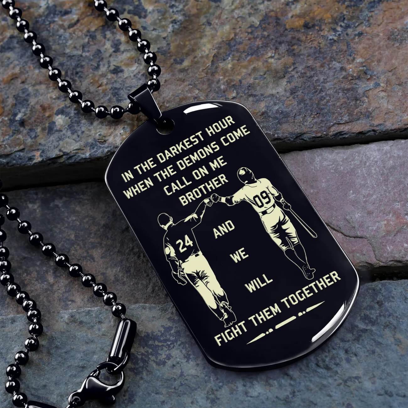 Viking Engraved Black Dog Tag - Double Sided Brother Forever Gift