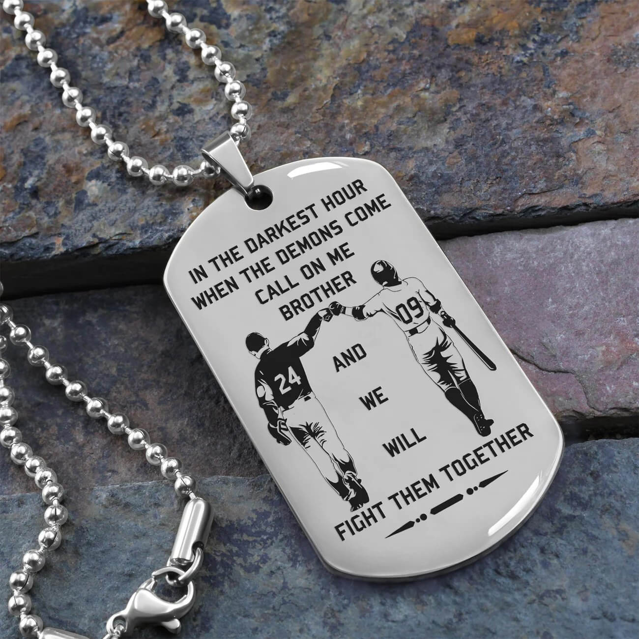 Viking Engraved Black Dog Tag - Double Sided Brother Forever Gift