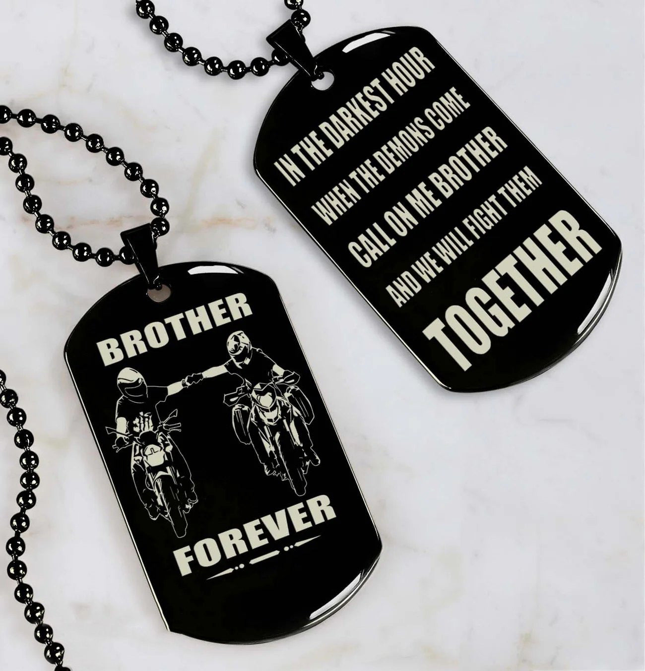 Viking Engraved Black Dog Tag - Double Sided Brother Forever Gift