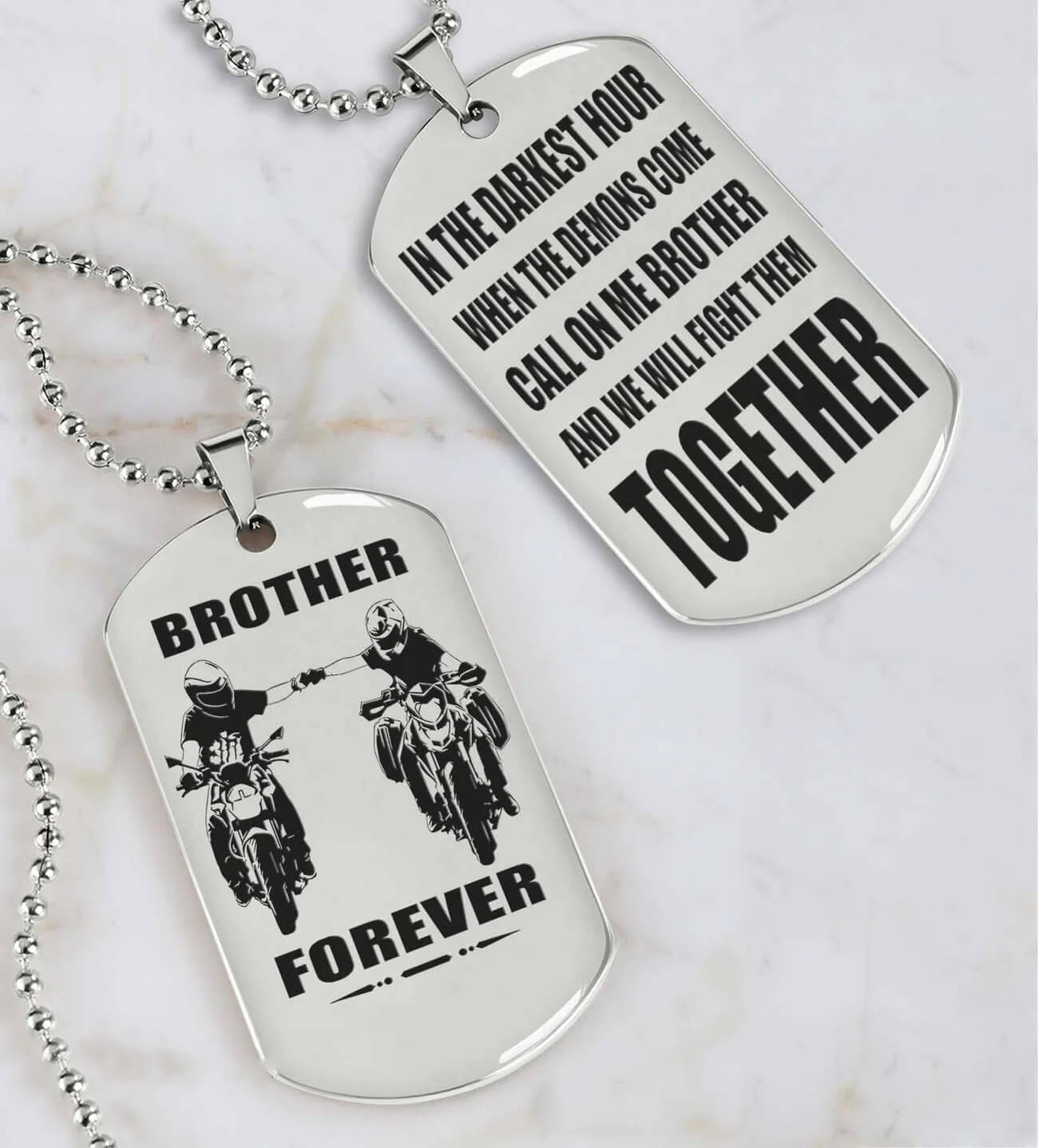 Viking Engraved Black Dog Tag - Double Sided Brother Forever Gift