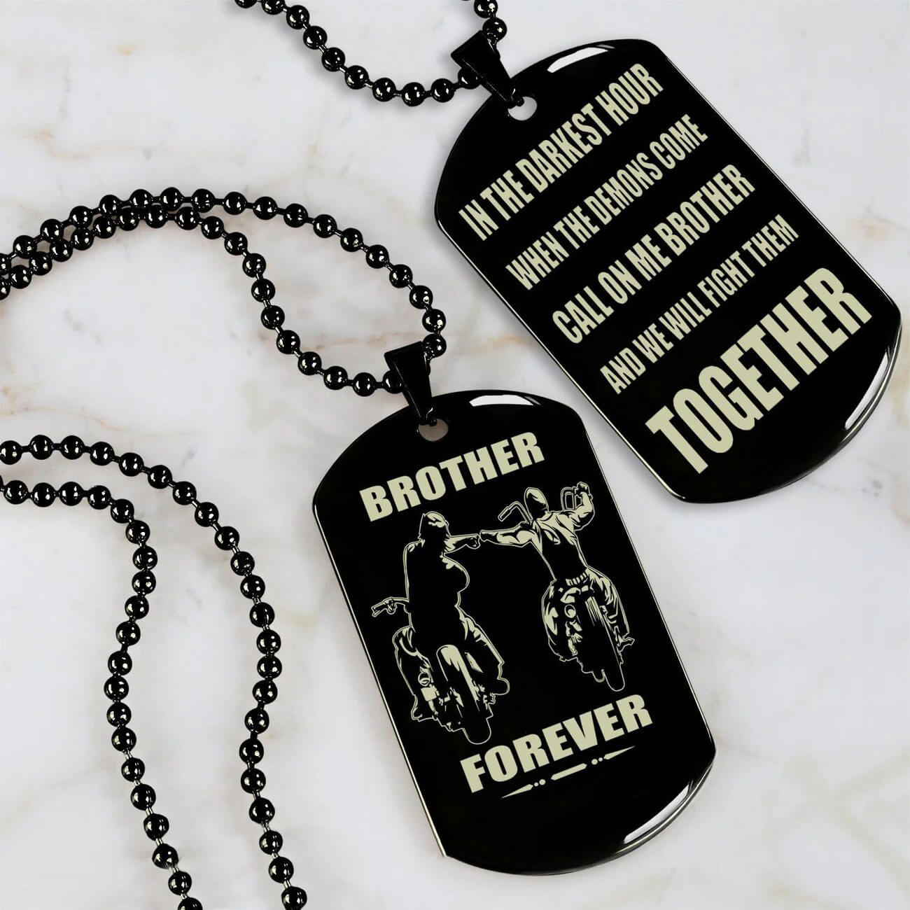 Viking Engraved Black Dog Tag - Double Sided Brother Forever Gift