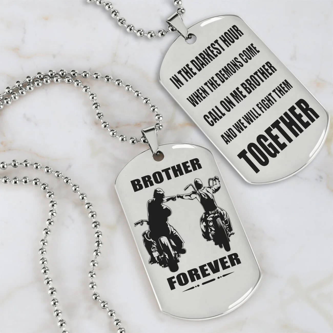 Viking Engraved Black Dog Tag - Double Sided Brother Forever Gift