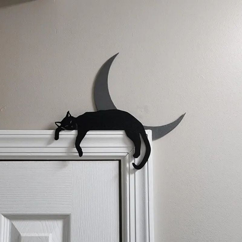Cat & Moon Metal Door Topper DT021