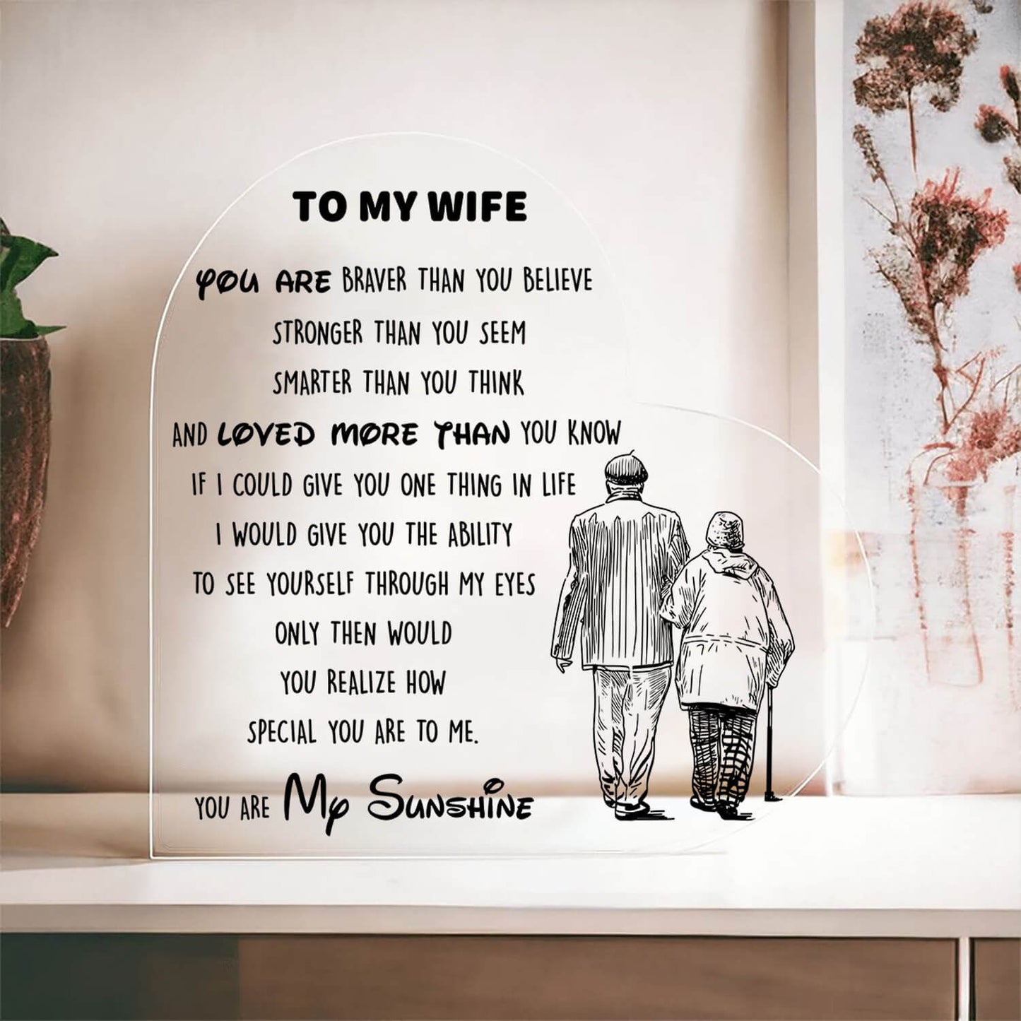 To My Wife - D353 - Heart Shaped Acrylic Plaque